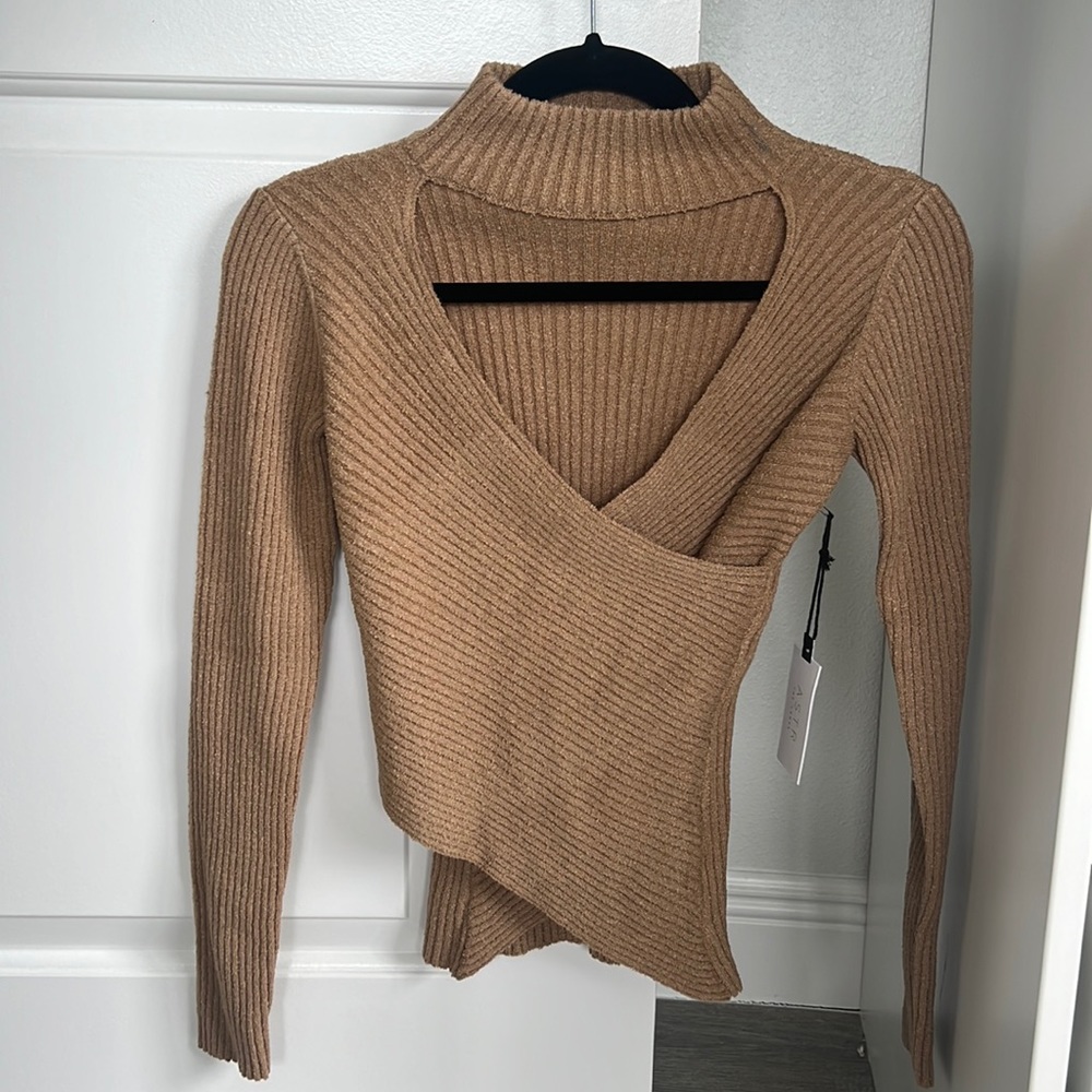 ASTR the Label: Ribbed Mock Neck Ribbed Wrap Sweater